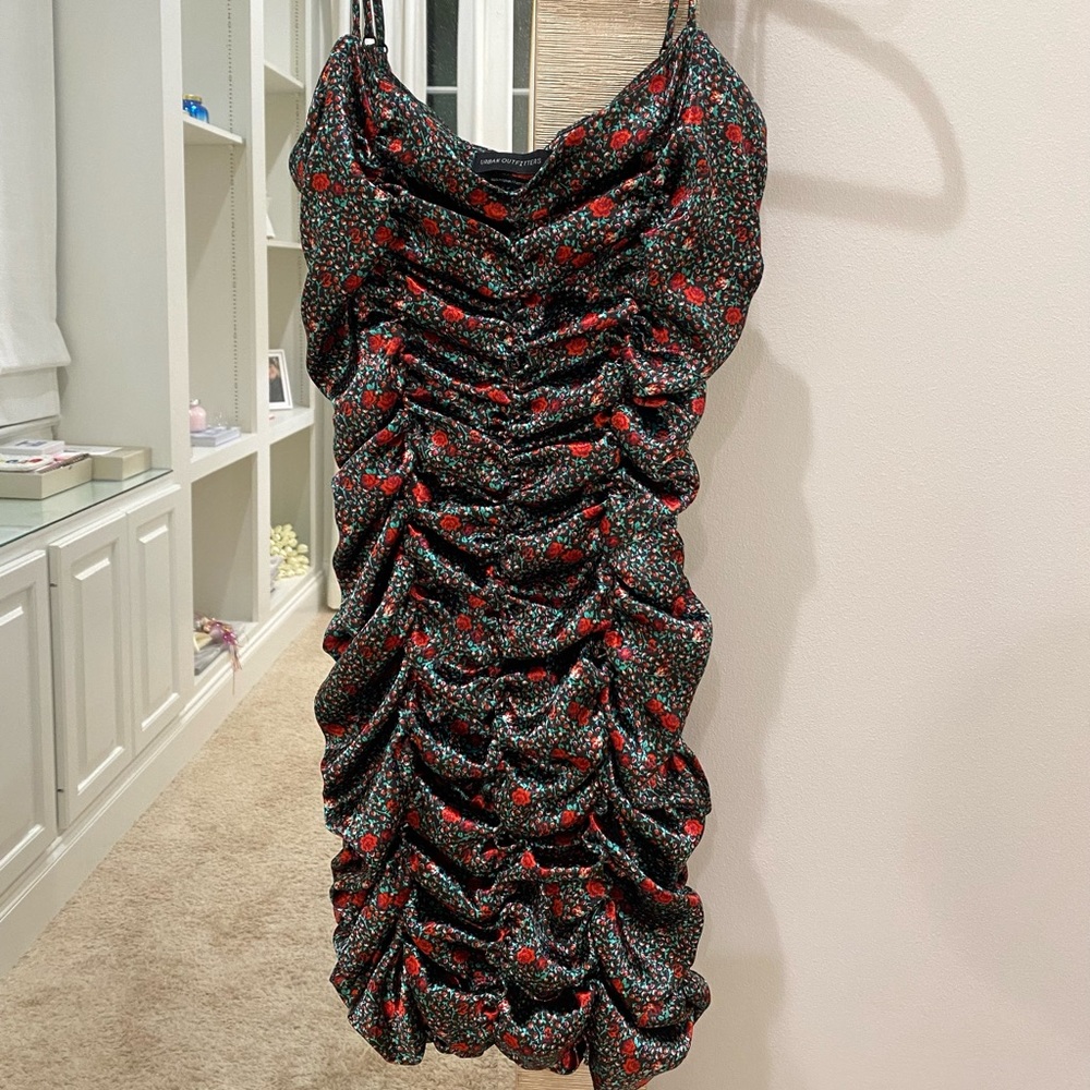 Urban Outfitters Iris Satin Ruched Mini Dress